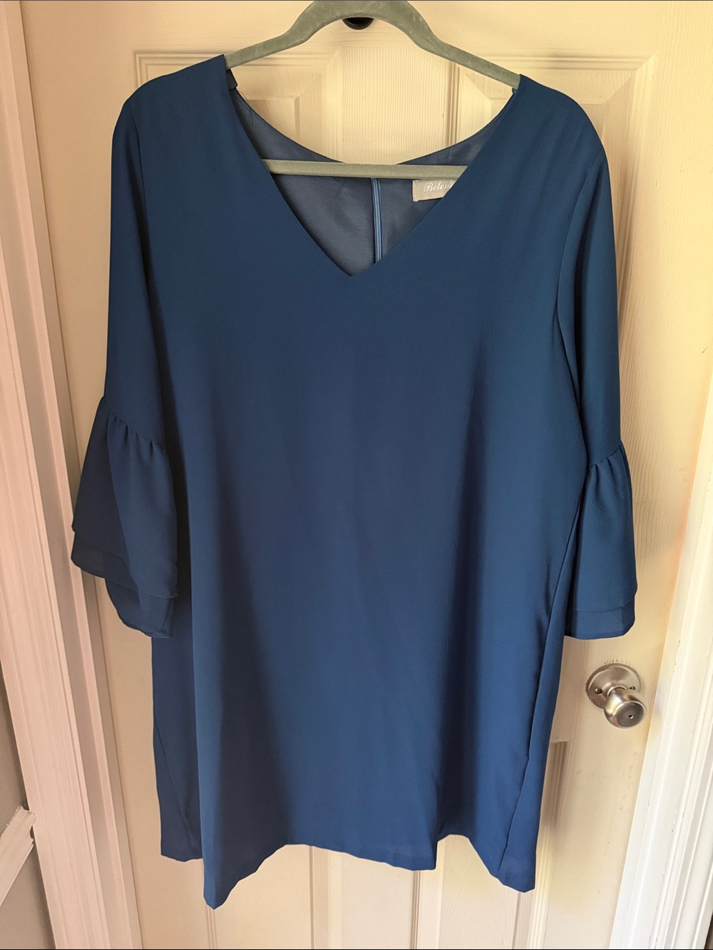 V-Neck Bell Sleeve Dress/Tunic Top - Royal Blue